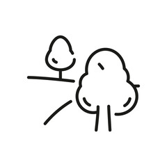 Line drawing of two trees in a simple landscape with a path