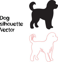 Black and red dog silhouette vector graphics on white background
