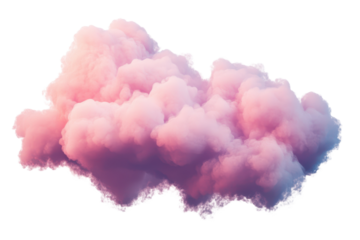 Pink cloud floating in an isolated manner with a transparent look, creating a soft and dreamy atmosphere during a bright day