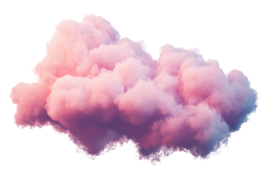 Pink cloud floating in an isolated manner with a transparent look, creating a soft and dreamy atmosphere during a bright day