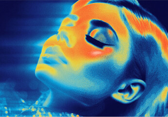Blue And Orange Thermograph Photo Effect Thermal Portrait