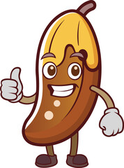 Happy Banana Mascot Cartoon Vector – Smiling Fruit Character with Thumbs Up for Kids Food, Healthy Snack, and Funny Fruit Design Projects