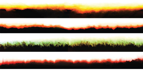 Photo Film Frame Burn Edges Colour Collection Number Seven as Modern Analog Devices Style Template - Fiery Orange Red and Yellow on White Background - Retro Graphic Design