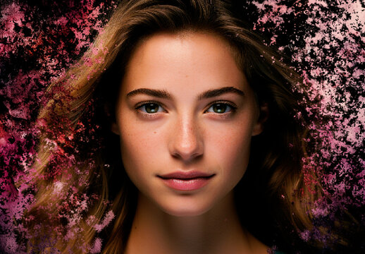 Pink And Black Abstract Particle Dispersion Photo Effect