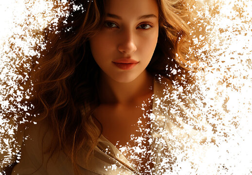 Golden Abstract Particle Dispersion Photo Effect