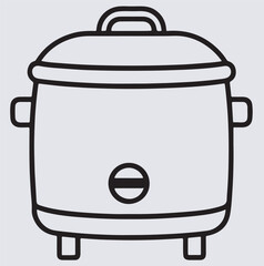 deep outline a rice cooker silhouette vector art illustration, electric rice cooker isolated on white