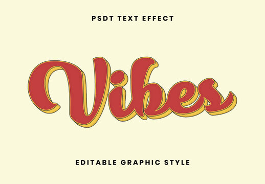 Red And Yellow Retro Good Vibes Text Effect Script Groovy Font