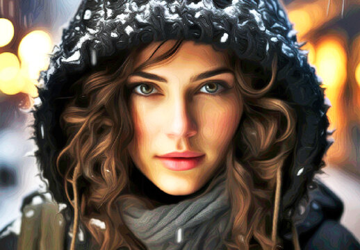 Black And Orange Oil Paint Photo Effect
