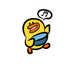 Cheerful Yellow Duck Singing and Dancing
