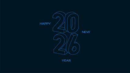 3D 2026 Happy new year letters banner, 2026 Happy new year vector art and illustration. 2026 Happy new year letters banner, Happy new year vector art and illustration. can use for, landing page, templ