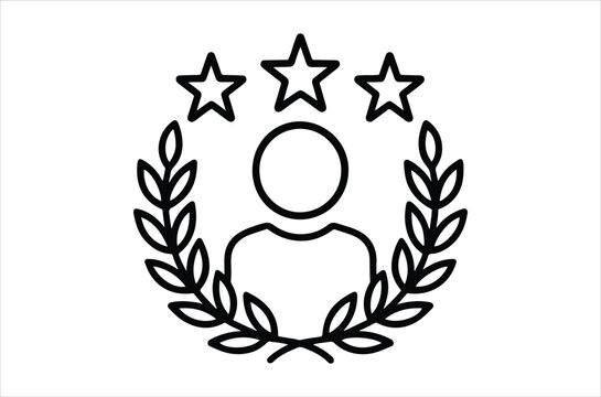 Award winning profile with laurel wreath and three stars design