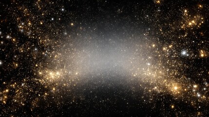 Naklejka premium Abstract background of shimmering golden and white bokeh lights creating a tunnel effect with a dark center