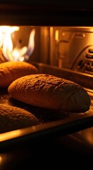 Obraz premium Freshly baked goods emerging from a warm oven, radiating delicious heat and a tempting aroma, perfect for a cozy treat ,culinary ,artisan ,homemade