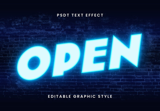 Blue Neon Lights Brick Wall Text Effect Strong Bright Font