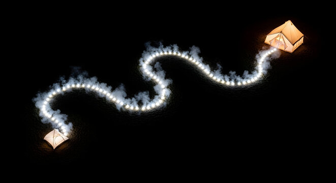 Online Email Marketing Concept with Open Envelope Sending Sparkling Light Trail to House Shaped Mailbox | Digital Communication for Home Business Promotion - Powered by Adobe