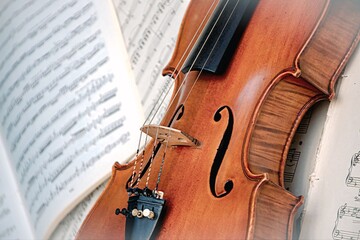 Naklejka premium Close up of a music violin