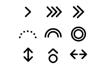 Directional arrows and shapes displayed in a grid format for design and illustration purposes