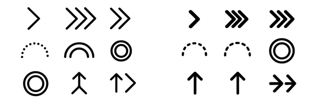 Various arrow and shape icons for design projects showing diverse patterns and directions