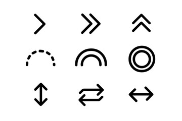Arrow and shape icons suitable for various design and directional needs in digital projects