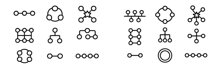 Different geometric shapes and patterns displayed in a structured grid format showcasing design concepts and ideas