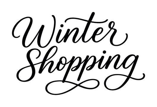 Elegant winter shopping script in stylish calligraphy art