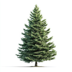 Fototapeta premium Single fir tree isolated white background with lush green needles