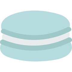 Close up of a pastel blue macaron cookie with white filling isolated on a transparent background a sweet dessert pastry snack