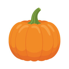 Pumpkin Vector: Cartoon Vector Illustration of Whole Gourd, Fall Harvest, Halloween Decor, Thanksgiving Food