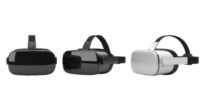 Virtual reality headsets isolated on a transparent background