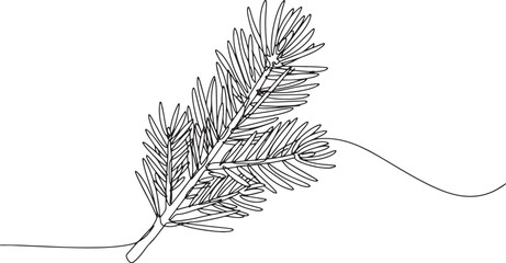 Minimalist continuous line drawing of a fir needle twig for fest