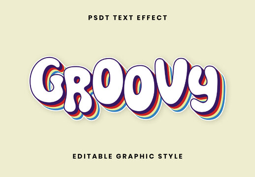 Colorful Retro Groovy Text Effect Vintage Layered Funky Font