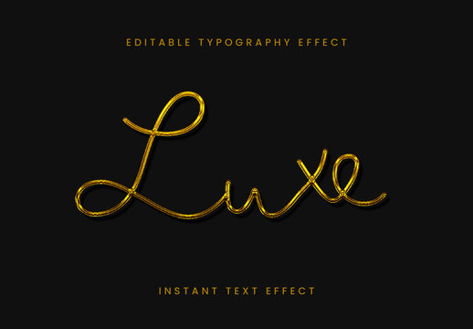 Gold Stroke Text Effect Luxury Script Elegant Font