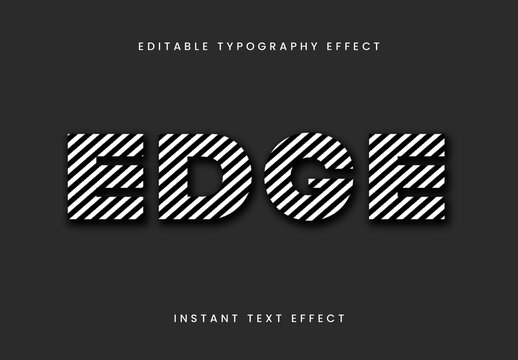 Black Bold White Lines Text Effect Striped Modern Strong Font