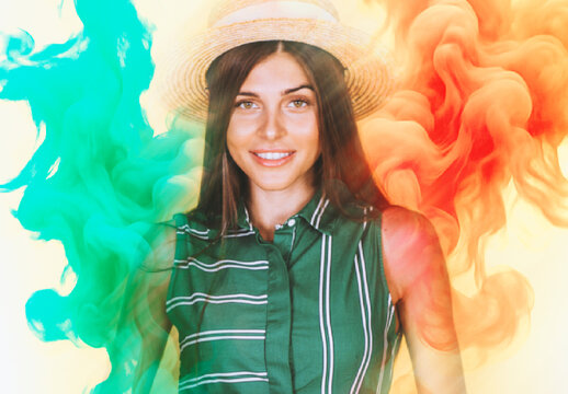 Yellow And Green Smoke Dispersion Photo Effect