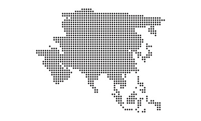 Dotted Asia Map in Minimal Style