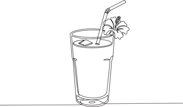 Monochrome illustration showcasing a refreshing summer beverage