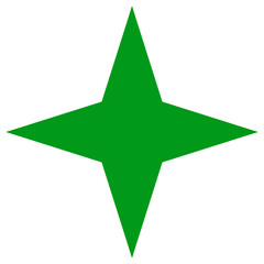 Obraz premium Sharp Green Four-Point Star or Cross Vector Graphic