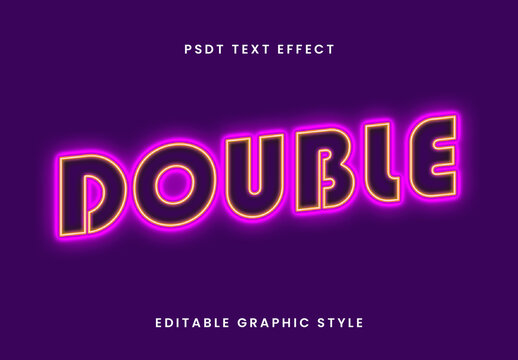 Yellow And Pink Glowing Double Neon Text Effect Retro Futuristic Font