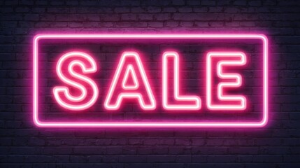 Obraz premium glowing pink sale neon sign brick wall