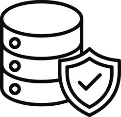 Database Security Icon with Shield and Checkmark protection