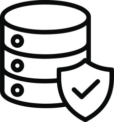 Database Security Icon with Shield and Checkmark protection