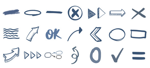 Doodle arrows and correction marks set - Sketch annotation element 