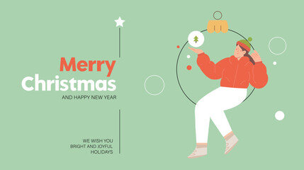 Christmas and New Year banner. Vector illustration for website banner, social media banner, greeting card, marketing material, abstract christmas design.
