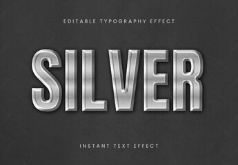 Silver Brushed Steel Text Effect Chrome Metallic Beveled Font
