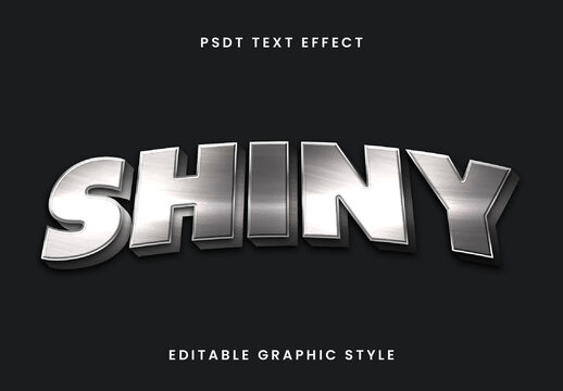 Silver Shiny Metal 3D Text Effect Bold Chrome Font