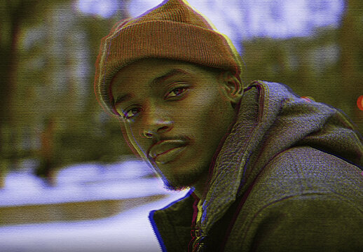 Blue And Violet 3D Anaglyph Photo Effect