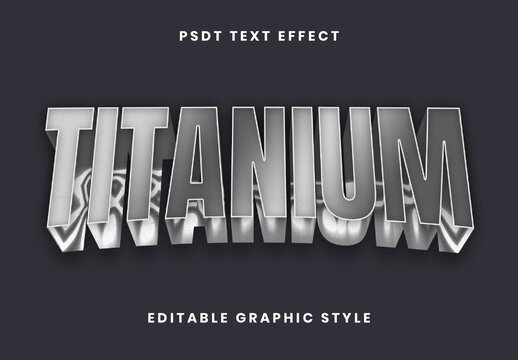 Gray Titanium Text Effect Metallic Bold Strong Font