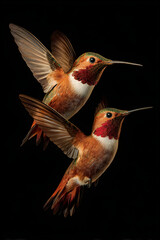 Fototapeta premium Mesmeric Beauty of Hoverin Hummingbirds Captured in heir Natural Habitat, Showasing Their Graceful Movemnts and Vivid Plumage