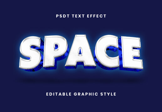 White Metallic Blue 3D Text Effect Futuristic Bold Font