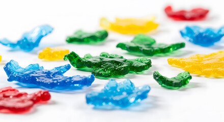 Colorful Recycled Plastic Shreds on White Background